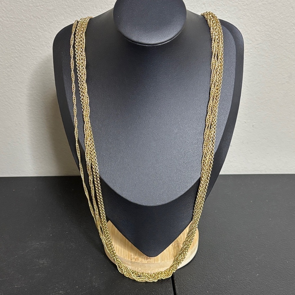 Vintage Monet Necklace Long Multistrand Rope And Cable Chain Link